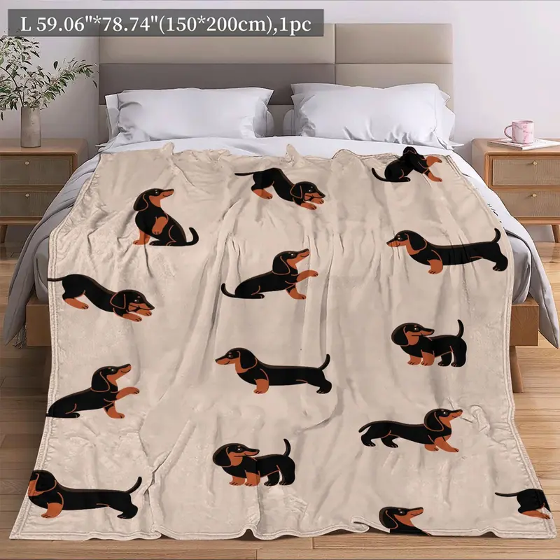 Dog Pattern Blanket, 1 Count Christmas Decor Soft Throw Blanket for All Seasons, Warm Blanket for Bed Couch Sofa Chair, Christmas Gifts, Christmas Decorations 1