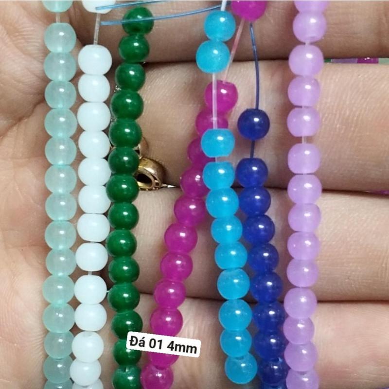 25g Đá 4mm giả ngọc có lỗ xỏ làm vòng tay vòng cổ (DA01) 0
