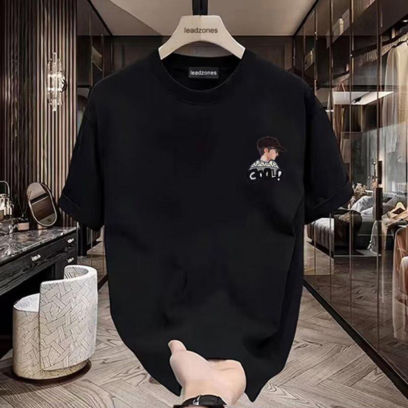 Product Introduction of Cotton 250gsm summer short sleeved T-shirt for men, casual, trendy, fashionable, printed T-shirt, round neck, sports, breathable 2
