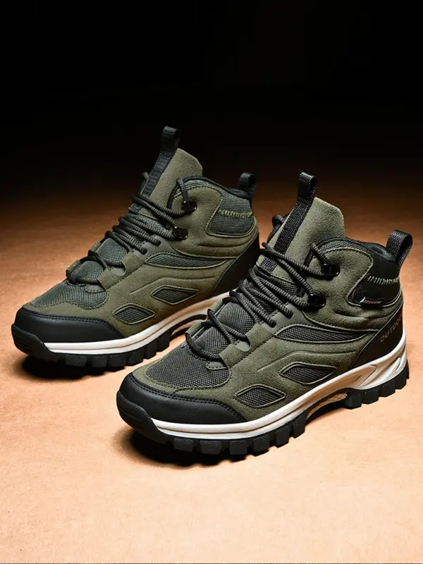Men's Colorblock Lace Up Hiking Shoes, Casual Comfortable Outdoor Sports Shoes, Durable Shoes for Hiking 4