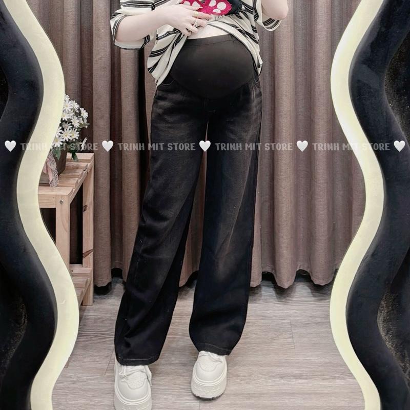 (TRINH MIT) Quần Bò Bầu Dáng Suông Mã 035 Màu Đen 3