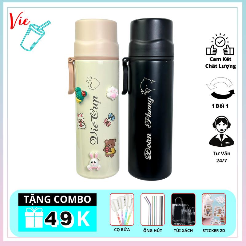 Bình Giữ Nhiệt VieCup - Cốc Giữ Nhiệt TLakeho Inox 304 - Khắc Tên Theo Yêu Cầu và Quà Tặng