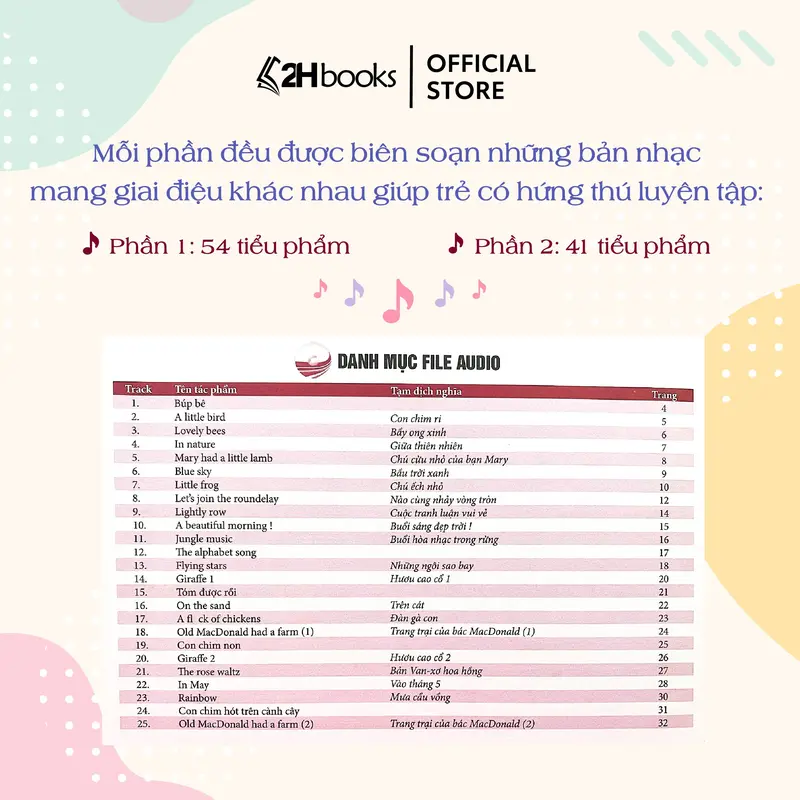 Sách - học piano cho thiếu nhi, Tuyển tập tiểu phẩm piano măng non, piano cho trẻ em - 2H Books 3