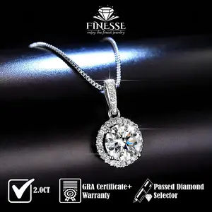 Finesse Jewelry - Kalung Silver 925 2.0CT - Izzie - Perhiasan Lapis Emas 18K -Certified Moissanite