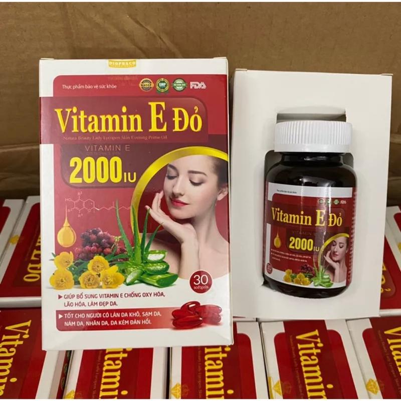 [COMBO 10 HỘP] Viên uống đẹ.p da vitamin E đỏ 2000IU. Hộp 30 viên. Hỗ trợ ch.ống lão hóa, gi.ảm thâm nám, cung cấp dưỡng chất giú.p sáng mịn da. tinhdau hoa anh thao 1