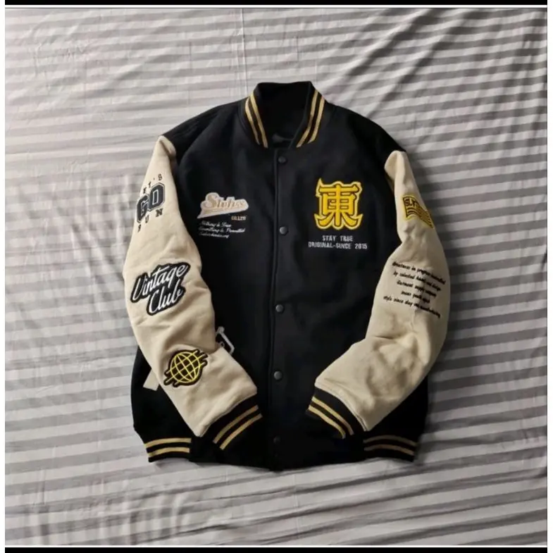Jaket Varsity Baseball Full Bordir Pria Wanita Dewasa dan Anak-anak Fashion