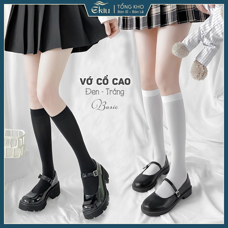 Tất cổ cao tới đầu gối nữ chất liệu cotton, vớ nữ basic dễ phối đồ - Ekiu Shop