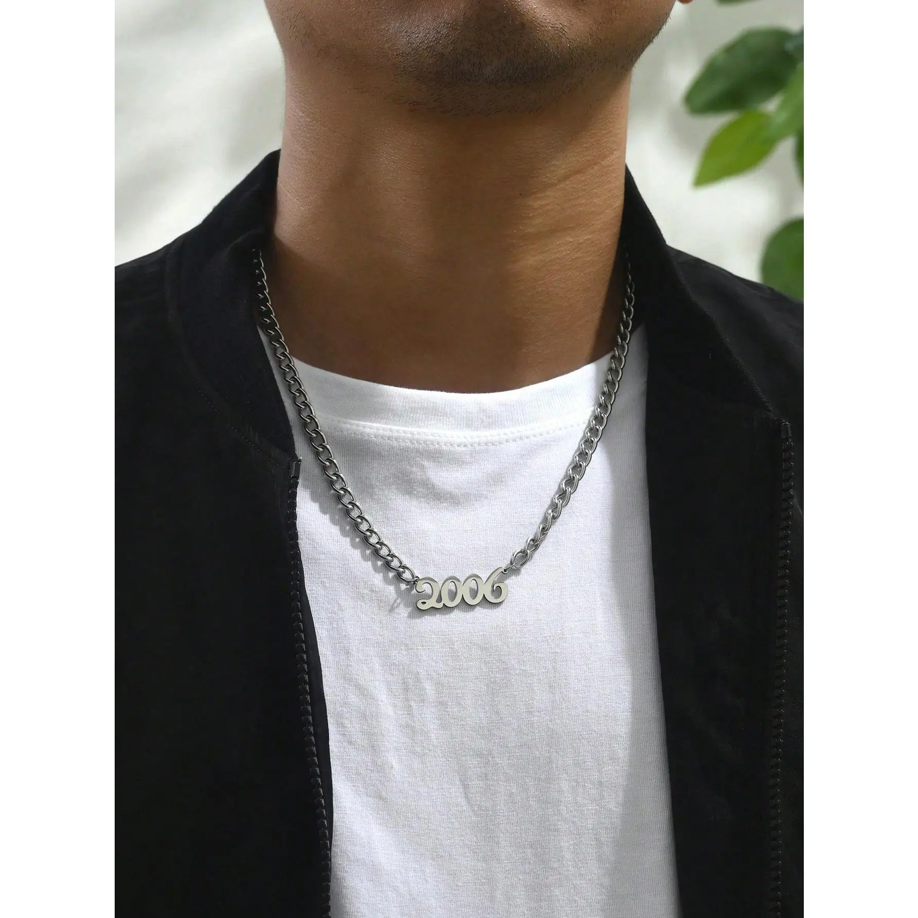 Vòng Cổ Mặt Dây Chuyền Kỹ Thuật Số Năm Sinh Bằng Thép Không Gỉ, Phong Cách Thời Trang, Dành Cho Bé Trai, Vòng Cổ Dự Tiệc, 1 Chiếc
