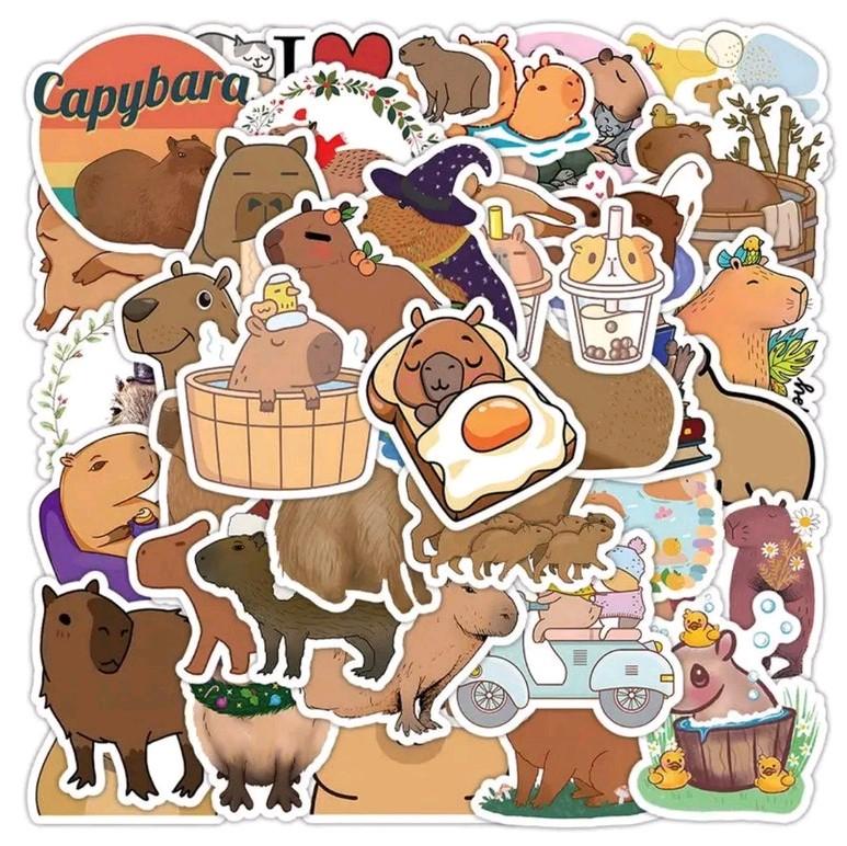50pcs++ Sticker Capybara | CAPYBARA STICKER | Sticker hewan lucu | Sticker Aesthetic | Sticker Tumblr | Sticker Hiasan 2