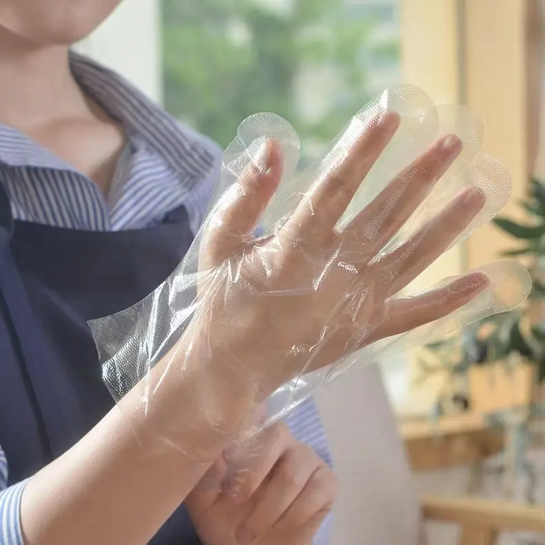 300pcs thick disposable plastic gloves transparent gloves large size food gloves kitchen gloves plastic gloves for cleaning/preparing food disposable