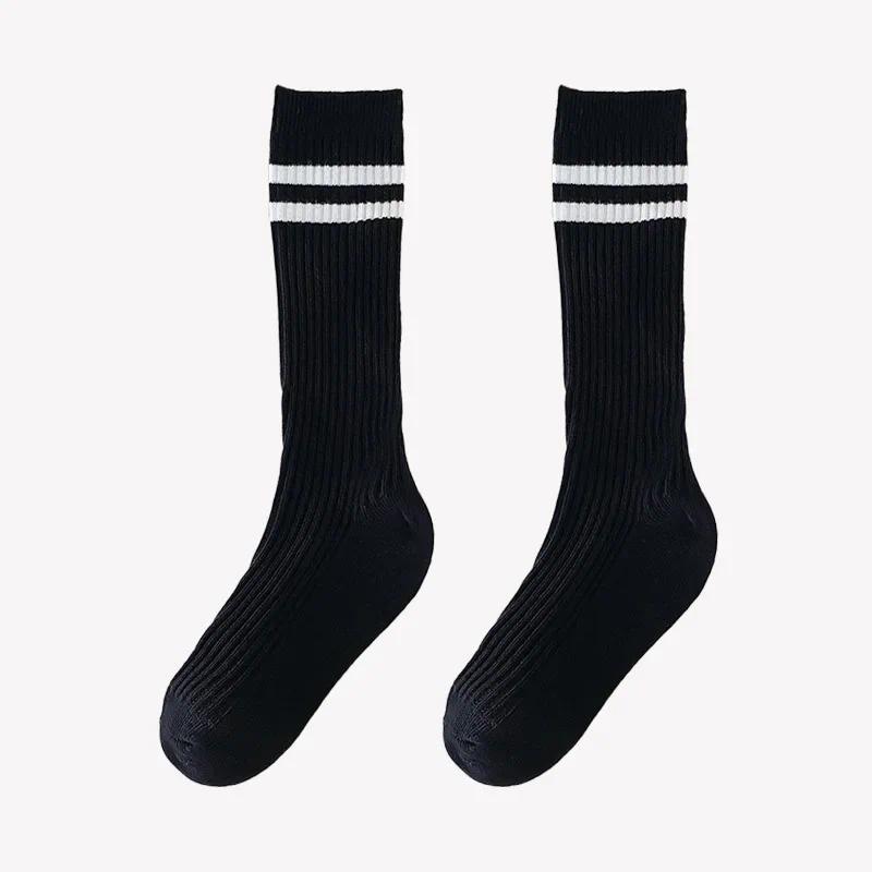 Product Introduction of Spring Autumn Soft Cotton Korean Fashion School Sock for Kids Boy Girl Simplicity Solid Color Striped Calf Sock for Children 18