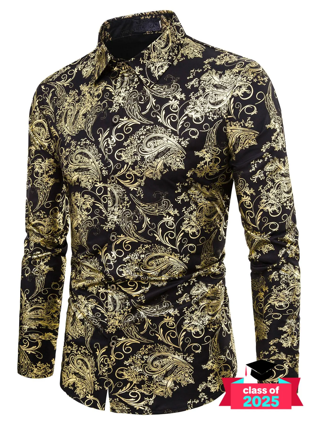 Men's Floral Print Long Sleeve Dress Shirt, Fashion Casual Regular Fit Button Front Shirt for Party, Elegant Men's Clothes for All Seasons, Menswear