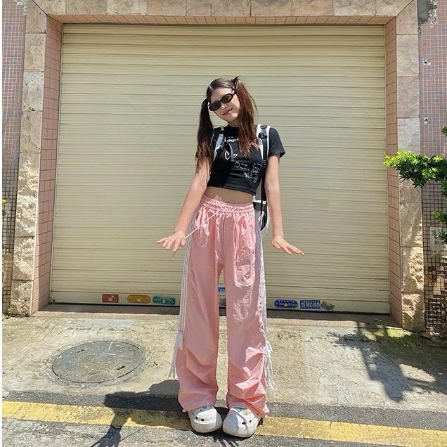 Quần lưng chun phối 4 sọc 2 bên kèm thắt nơ- mẫu mới 2024 -Nữ Pants Women có thể giặt máy thường 6