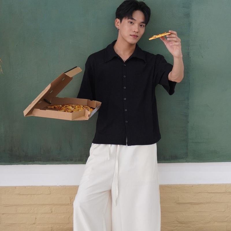 Sơ mi thanh lịch tay ngắn unisex - Chất Gân Đan Premium 24hmood sominam  dep 4