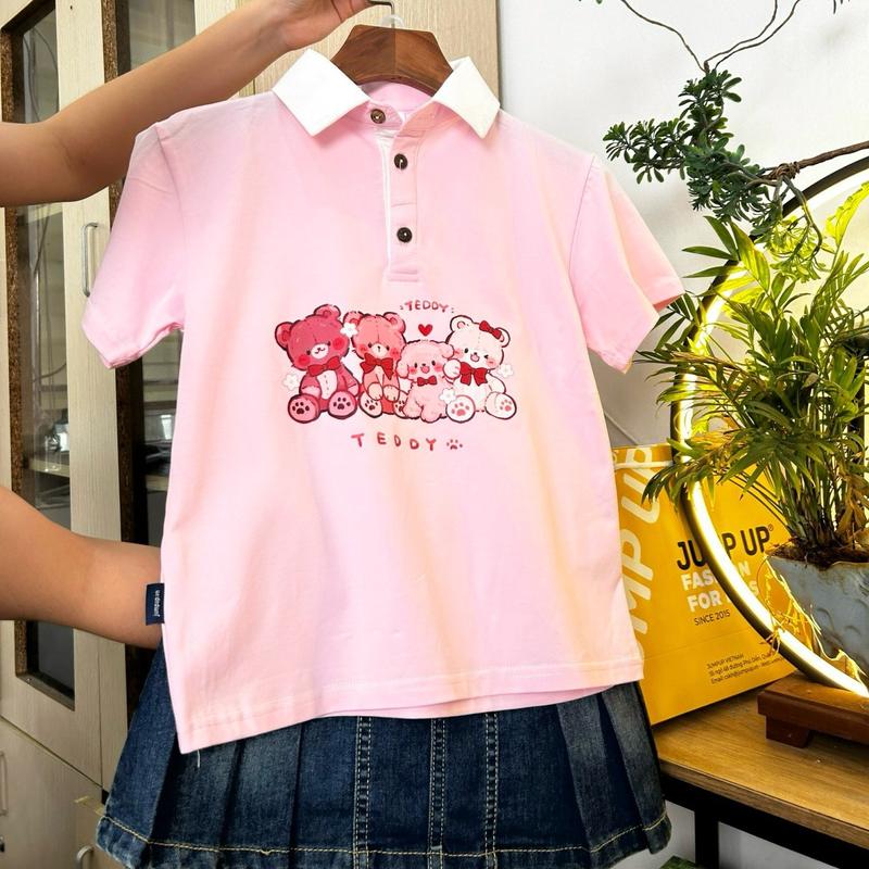 Áo Polo Cho Bé Gái Bé Trai, Áo Phông Có Cổ Cho Bé Gái Bé Trai Chất Cotton Mềm Mát