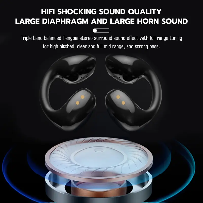 【COD】Ear Clip New Headset Earphone Bluetooth T93 (LY22) Battery Display Hi-Fi Sounds Quality Low Latency Headphone Wireless 6
