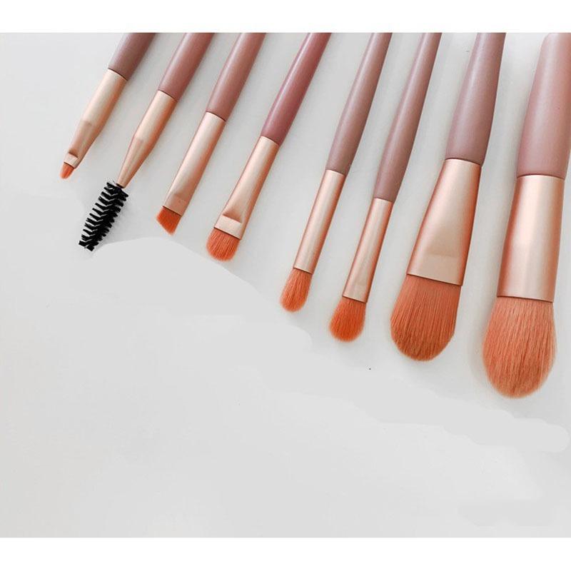Full Bộ cọ 8 cây makeup lông mềm mịn tặng kèm túi Zip Vintage, Bộ cọ trang điểm cá nhân gốm 8 cây chính hãng 2