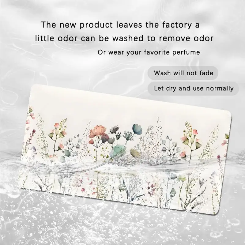 Floral Pattern Mouse Pad, Rectangle Gaming Mouse Pad, Office Desk Keyboard Mat for Home Office Desk 7