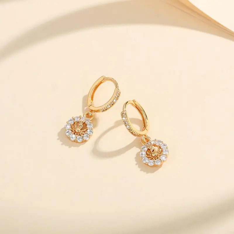 LM128  Anting Titanium Bunga     Korea Anting Tusuk Permata Perhiasan Earrings 2