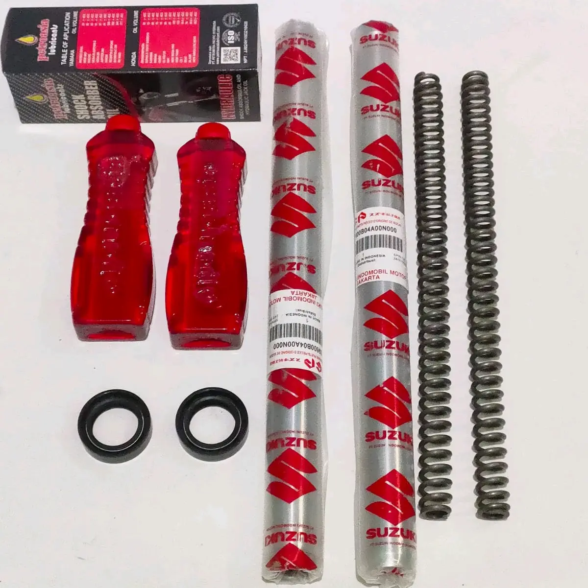 SHOCK DEPAN KOMPLIT SIL SHOCK OLI PER SUZUKI SPIN 125 SKYWAVE SKYDRIVE MODE (KLIP)