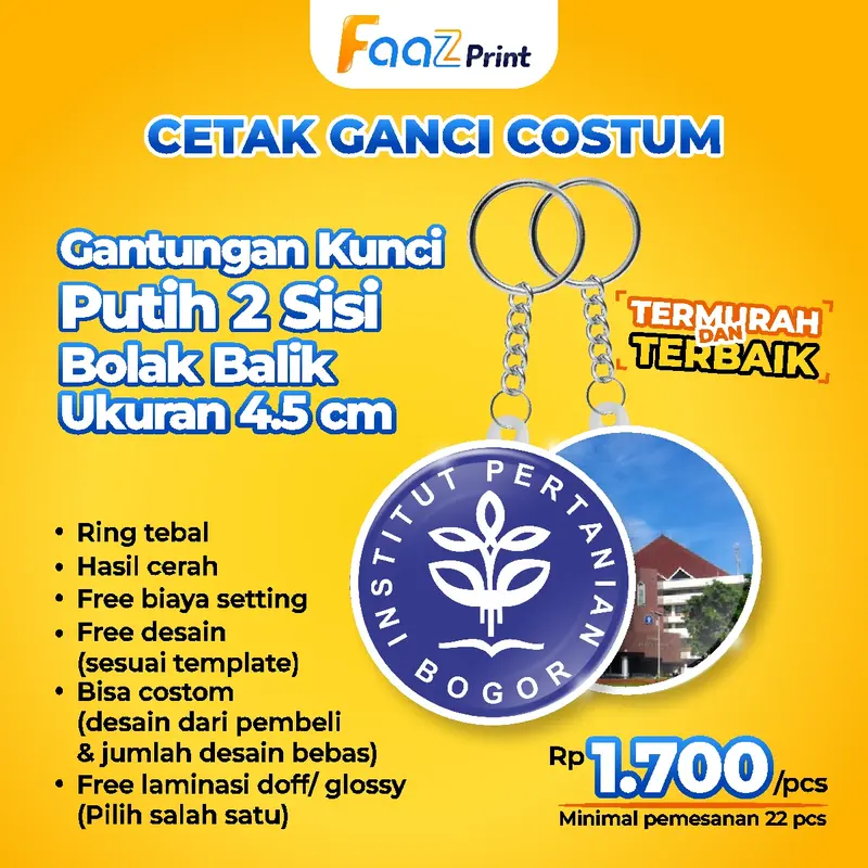 (PAKET KILAT 50 GANCI 1 HARI JADI) GANTUNGAN KUNCI BOLAK BALIK 2 SISI 4.5 cm dan 5.8 cm DESAIN BEBAS SUKA-SUKA Keychain 2