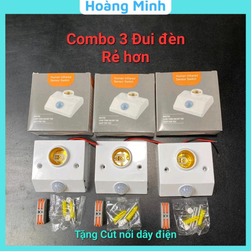 Combo 3 Đuôi đèn cảm biến chuyển động, Tặng kèm cút nối dây điện