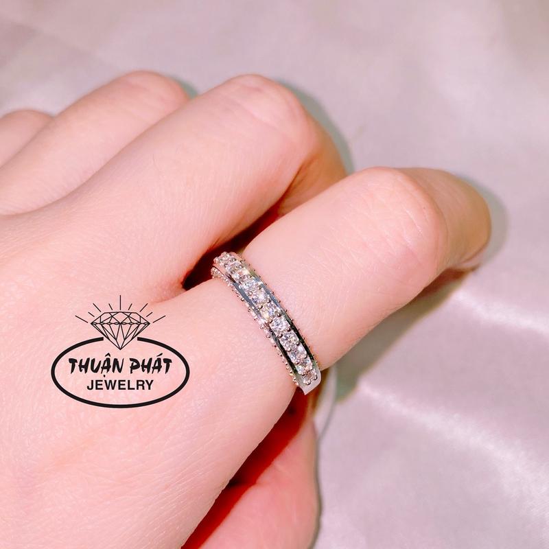Phụ Kiện Nhẫn Nữ N01045 Đơn Giản 3 Hàng Tấn CZ Đeo Tay Sang Trọng Trang Sức Bạc Ý Xi Kim - Bạc Thuận Phát