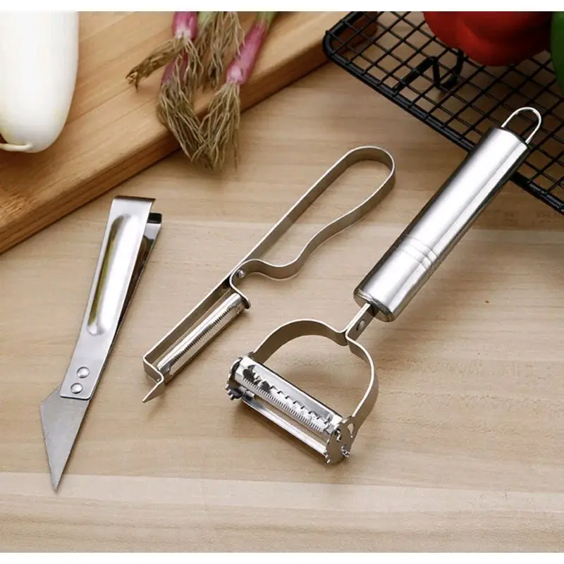 ALAT PENGUPAS STAINLESS 3 IN 1 - PISAU PENGUPAS PISAU PIZZA PEMBERSIH SISIK IKAN STAINLESS 5