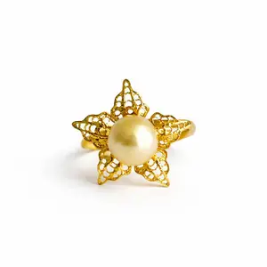 LILARA Cincin Emas Pancar Mutiara Laut Asli Lombok