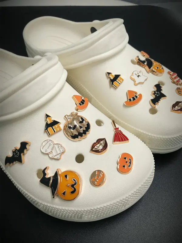 Cute Cartoon Ghost & Pumpkin & Witch Hat Design Shoe Decoration, Halloween Themed Shoe Charm, Fashionable Shoes Decoration for Women & Girls 3