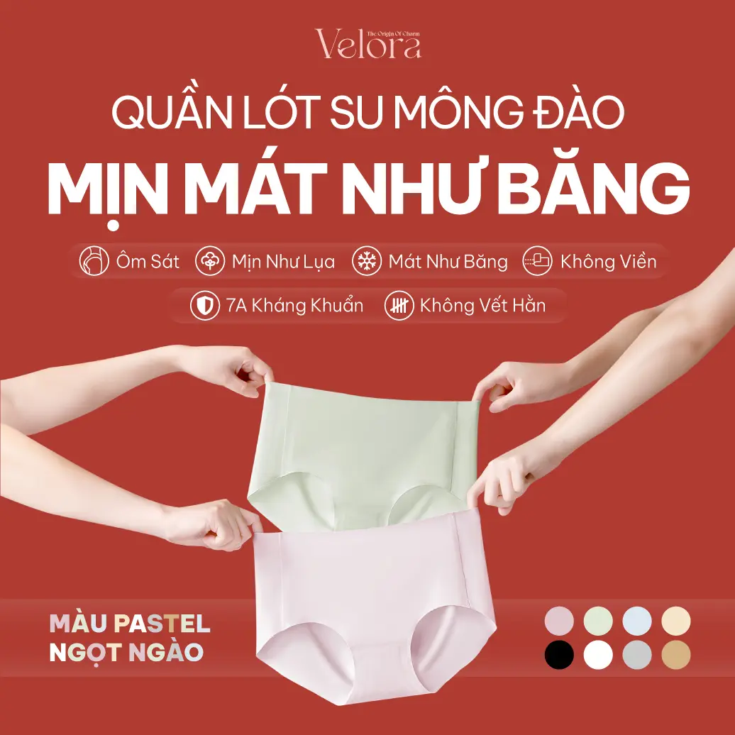 [Combo 5] Quần Lót Su Mông Đào Mịn Mát Như Băng, Ôm Sát, Không Viền, Màu Pastel Ngọt Ngào - VELORA Nữ Women