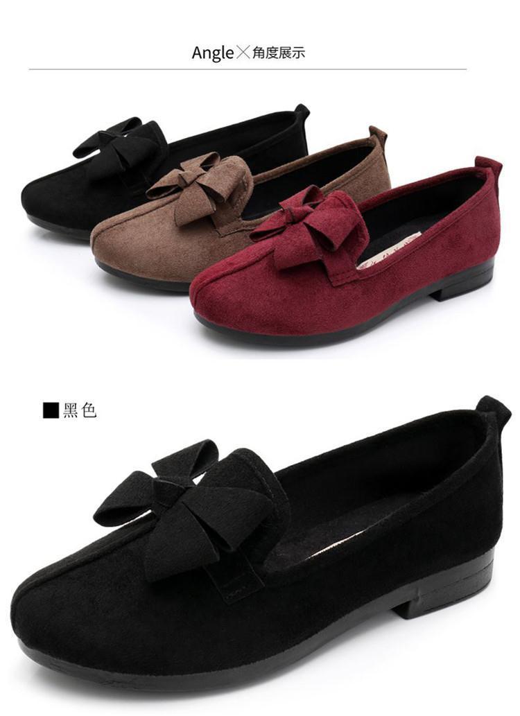 Product Introduction of Spring Old Beijing Cloth Shoes Women's Shoes Black Work Shoes Bow Flat Gommino Women's Shoes Breathable Mom Shoes 17