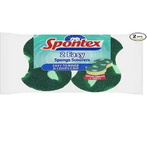 Product Introduction of 2 Easy Sponge Scourers, Green and Yellow 1