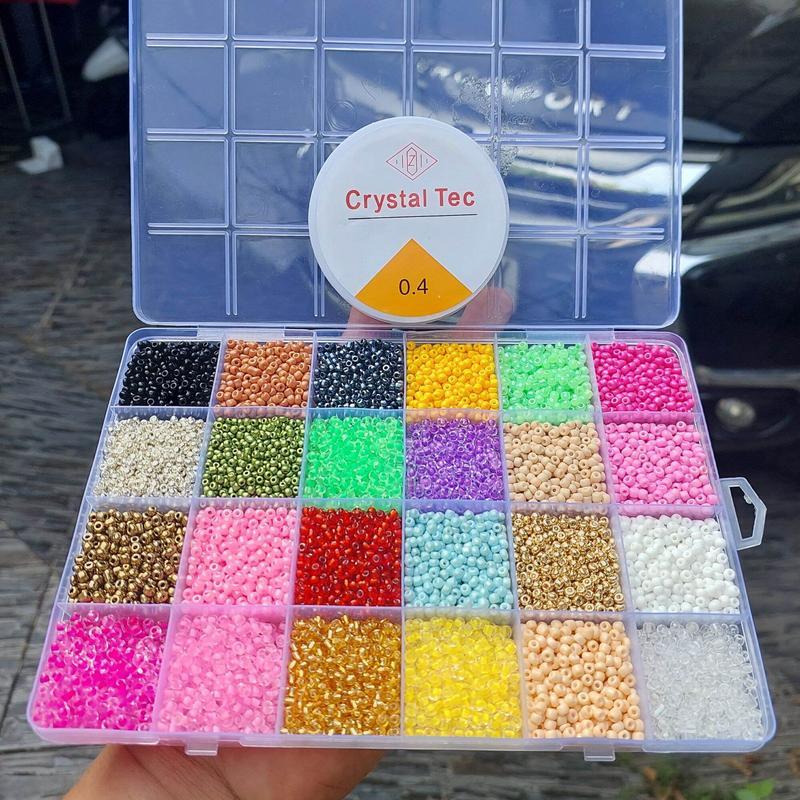 Murah nursa manik Manik Manik Pasir Mix Saries 8/o 3mm ++ Manik Topping Clear Set Box (Free Senar Elastis)COD 8