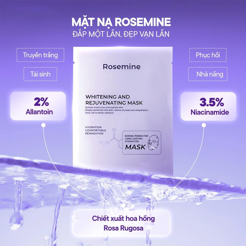 Mặt nạ giấy dưỡng trắng Rosemine Whitening Mask phục hồi cấp ẩm da - MP0974 