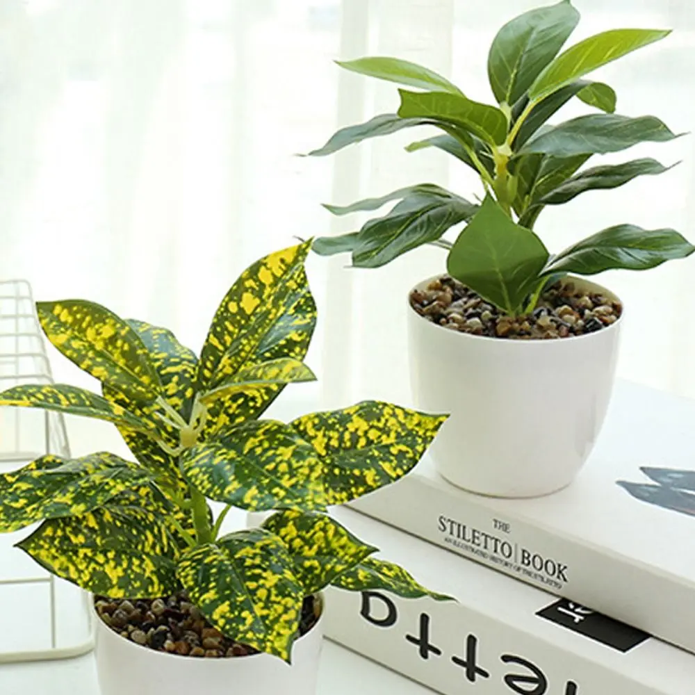 artificial plants, Fake Plant Plastic Artificial Plants Bonsai Lifelike Handmade Simulation Potted Plants with Pot Green Pot Plants Decoration Home Decoration