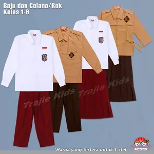 Setelan Seragam Sekolah SD Laki Laki Perempuan Baju Panjang Celana Panjang Rok  Panjang Cewek Cowok Set Seragam Sekolah SD / Set Seragam Merah Putih Cokelat SD Laki Laki Perempuan Anak Bordir Fashion