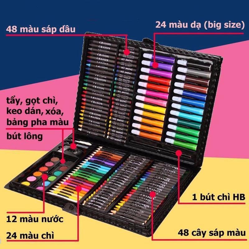 Siêu Rẻ Bộ bút màu 150 chi tiết cho bé tô vẽ thỏa sức sáng tạo với rất nhiều màu sắc