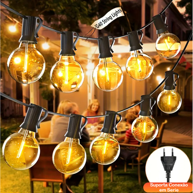 10/28/45 Lâmpadas G40 Inquebrável Cordão de Luz LED para Área Externa – Decoração de Festa, Jardim