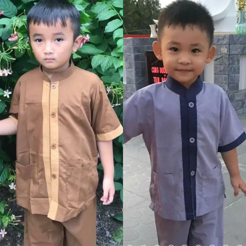 Đồ Lam Đi Chùa Cho Bé Trai # Lãnh Tụ Phối Bé Trai Gái # Đồ Bộ Bé# Quần Áo Bé Jean Sơ Mi 0