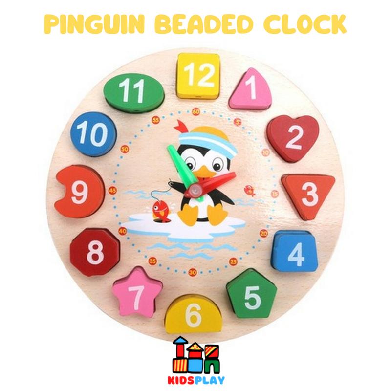 Pinguin Beaded Clock Mainan Meronce Kayu Wooden Toys Mainan Kayu Wooden ...