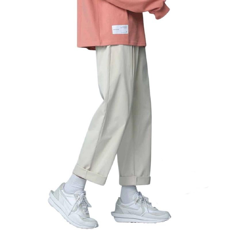 Quần Dài Kaki Ống Rộng, Xuông Unisex Lưng Chun Dễ Phối Đồ Cho Nam Nữ Kiểu Dáng Ống Rộng Thoải Mái Phong Cách Hàn Quốc Menswear Ong Pants Kem Cotton