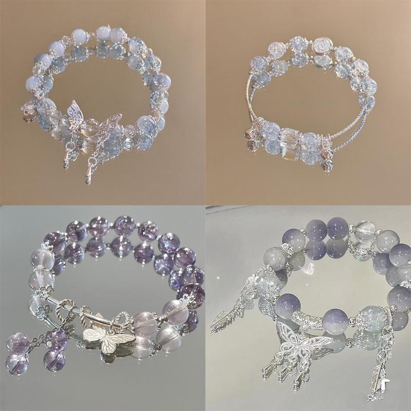 Gelang Manik, Fesyen, Gaya Manis Korea, dengan Loket Rama-rama ...