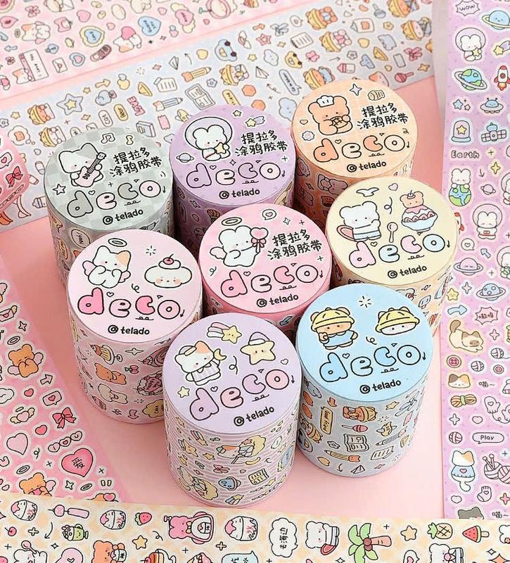 Sticker cute/Cuộn sticker hình dán dễ thương hãng Telado 5m trang trí sổ planner bullet journal Hàn Quốc Tẻn Tẻn 6