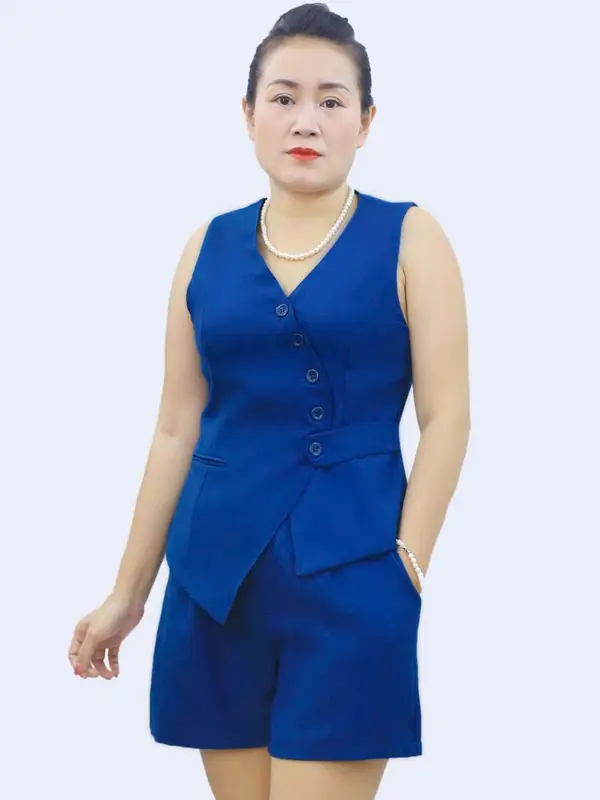 Set Bộ Nữ Gile Quần Ngắn Sang Chảnh,Thiết Kế Nút Gài,Thời Trang Mặc Nhà 8