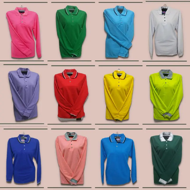 kaos berkerah lengan panjang kaos polos seragaman kaos lengan panjang 0