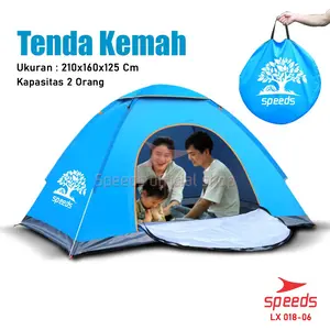 SPEEDS Tenda Camping Biru Kapasitas 2 Orang Tenda Otomatis Outdoor & Indoor Tenda Lipat 018-6