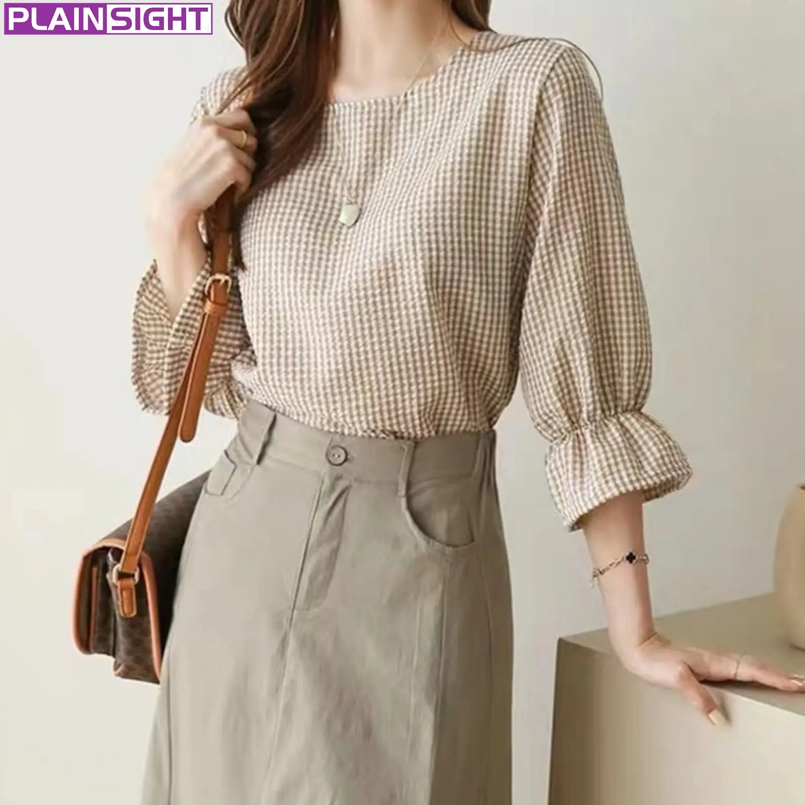 【 SHIP 1 DAY】French Bubble Sleeves White Shirt Women's Waist Closed Fit Top Casual Blouse Cotton Womenswear Chic Clothing
