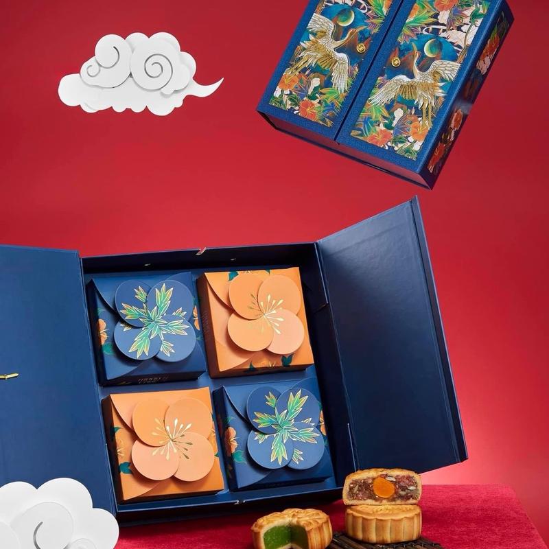  Set bánh Trung Thu Thiên Điểu Xanh   Mix 4 bánh : thập cẩm dẻo vỏ hiện đại nhân lava vỏ nướng nhân hiện đại  