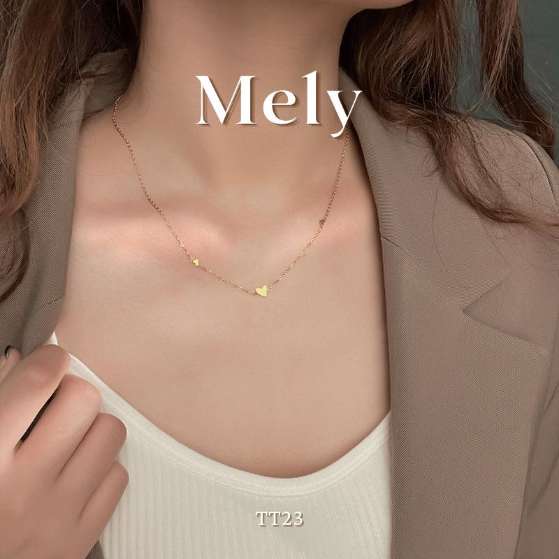 Dây chuyền titan không đen gỉ mặt tim sợi mỏng Trang Sức nữ tính Mely TT23